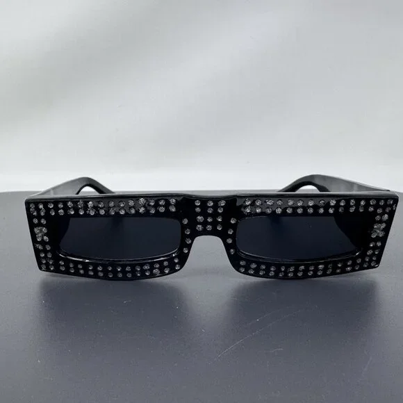Vintage Dr. Peepers S45801 Black Rhinestone Costume/Fashion Sunglasses - Picture 2 of 9